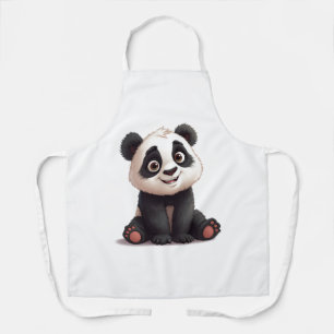 Sitting Panda Bear Cartoon Illustration Artwork Apron