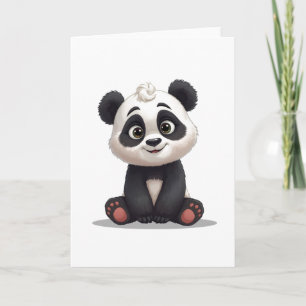 Sitting Panda Bear Cartoon Illustration Artwork Card