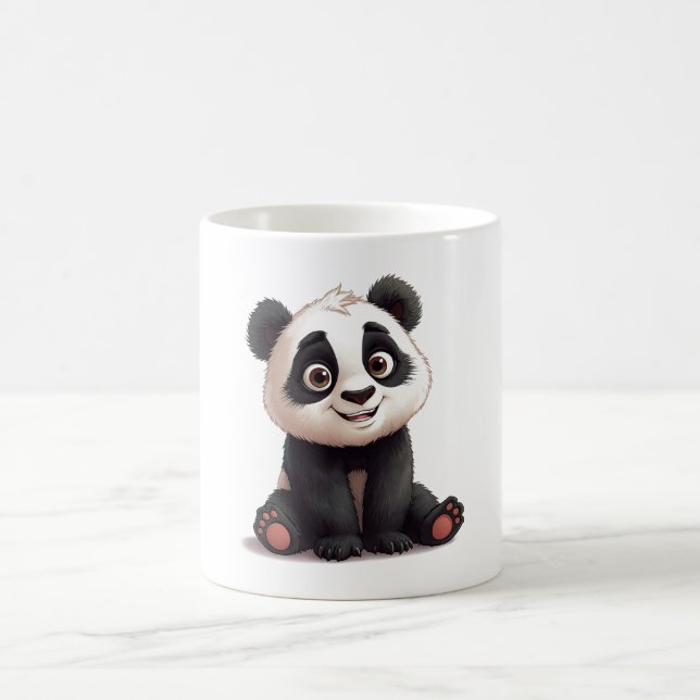 Sitting Panda Bear Cartoon Illustration Artwork Coffee Mug (Center)