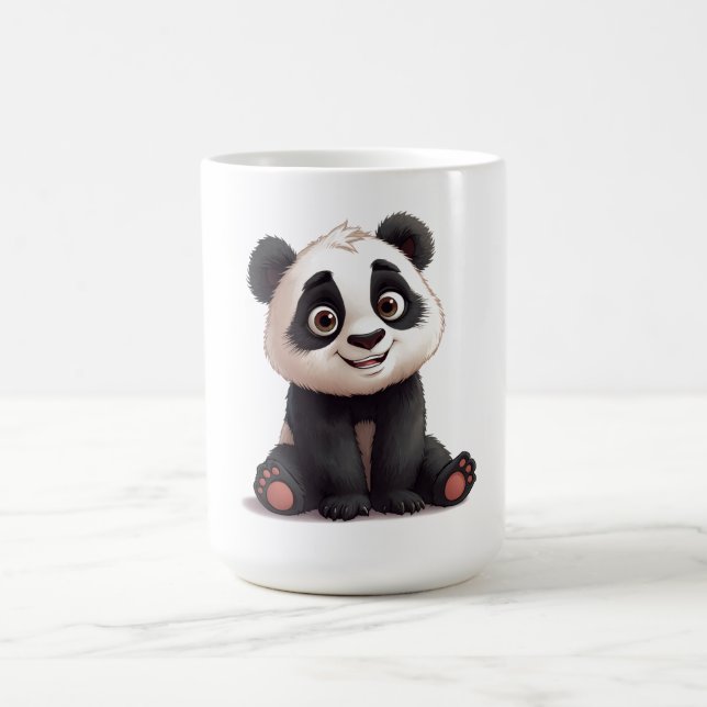 Sitting Panda Bear Cartoon Illustration Artwork Coffee Mug (Center)