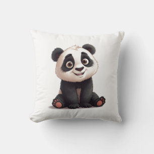 Sitting Panda Bear Cartoon Illustration Artwork Cushion
