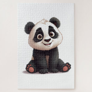 Sitting Panda Bear Cartoon Illustration Artwork Jigsaw Puzzle