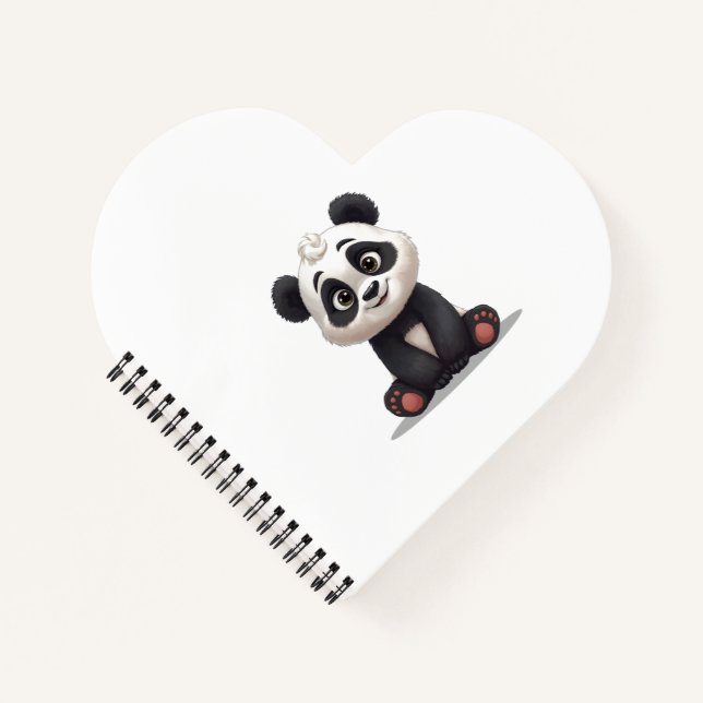 Sitting Panda Bear Cartoon Illustration Artwork Notebook (Front)