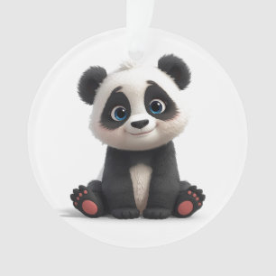Sitting Panda Bear Cartoon Illustration Artwork Ornament