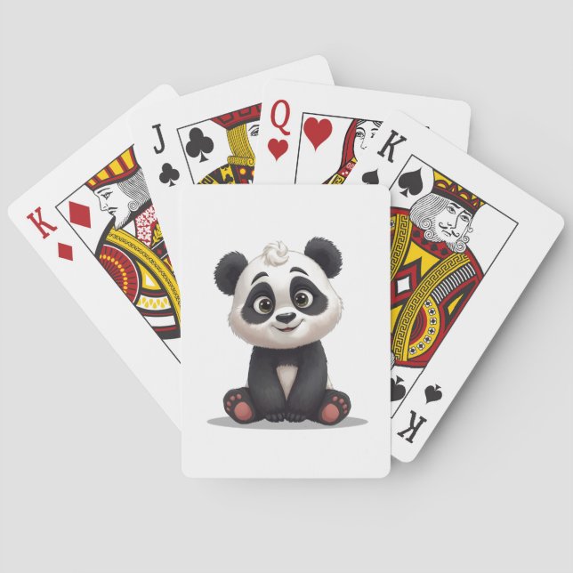 Sitting Panda Bear Cartoon Illustration Artwork Playing Cards (Back)