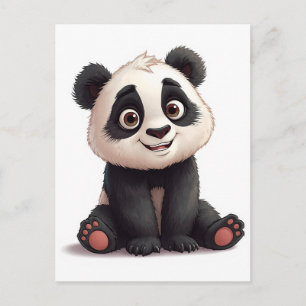 Sitting Panda Bear Cartoon Illustration Artwork Postcard