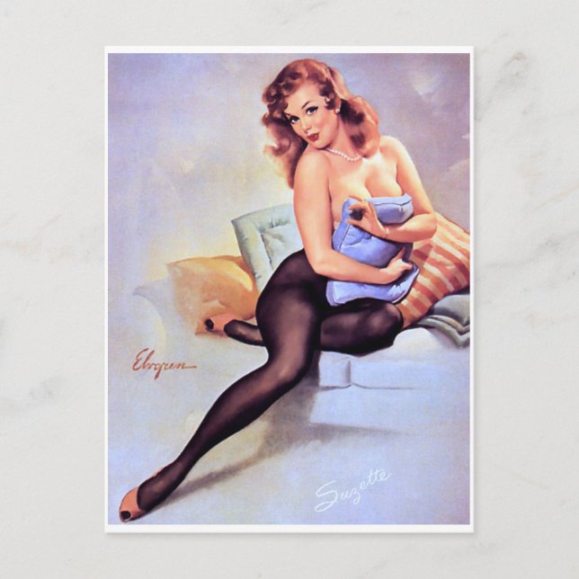 Sitting Pin Up Postcard (Front)