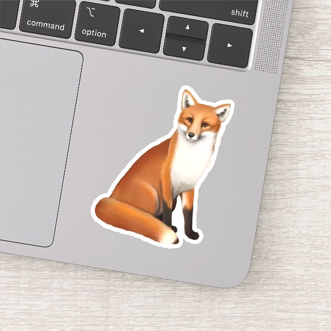 Sitting Red Fox Vinyl Sticker (Detail)