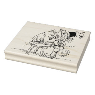 Sitting scarecrow illustration art stamp