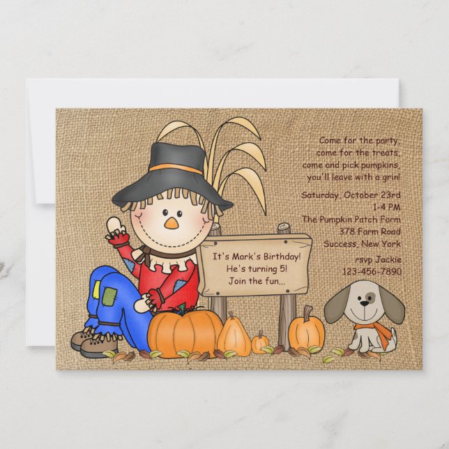 Sitting Scarecrow Invitation (Front)