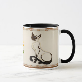 Sitting Siamese Kitty Mugs