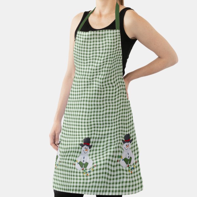 Sitting Snowman With Christmas Lights Apron (Insitu)