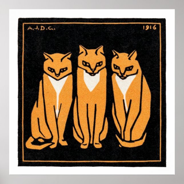 Sitting Three Cat, Julie de Graag Poster (Front)