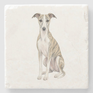 Sitting Whippet Natural Stone Coaster