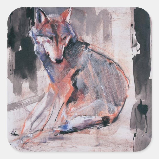Sitting Wolf 2000 Square Sticker (Front)