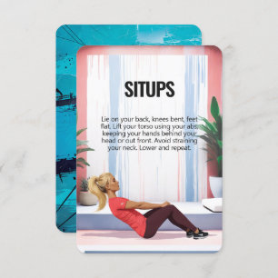 Situps Crunches Fitness Card with Blue Backing