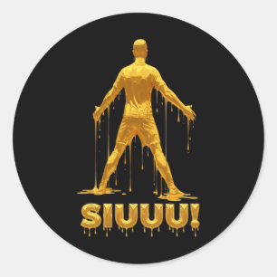 Siuu Funny Soccer Footll Kids Boys Gold-drip Socce Classic Round Sticker