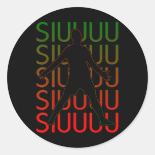Siuuu Funny Soccer Footbyll Boys Men Women Soccer  Classic Round Sticker