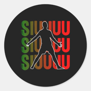Siuuu Funny Soccer Footll Boys Men Women Soccer Pl Classic Round Sticker
