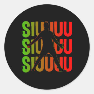 Siuuuu Funny Soccer Present For Soccer Lovers Fan  Classic Round Sticker