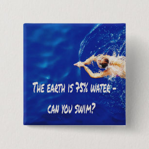 Siwmming Swim Team Love to Swim Pool 15 Cm Square Badge