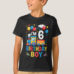 Six 6yr 6th Kids Boys Girls Train Birthday Boy 6 Y T-Shirt