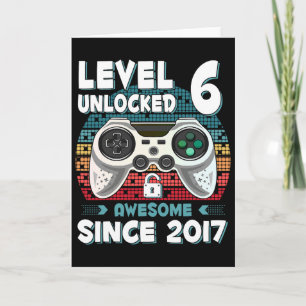 Six 6yr Bday Son Boy Funny Gamer 6th 6 Year Old Bi Card
