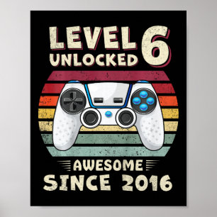 Six 6yr Bday Son Boy Funny Gamer 6th 6 Years Old B Poster