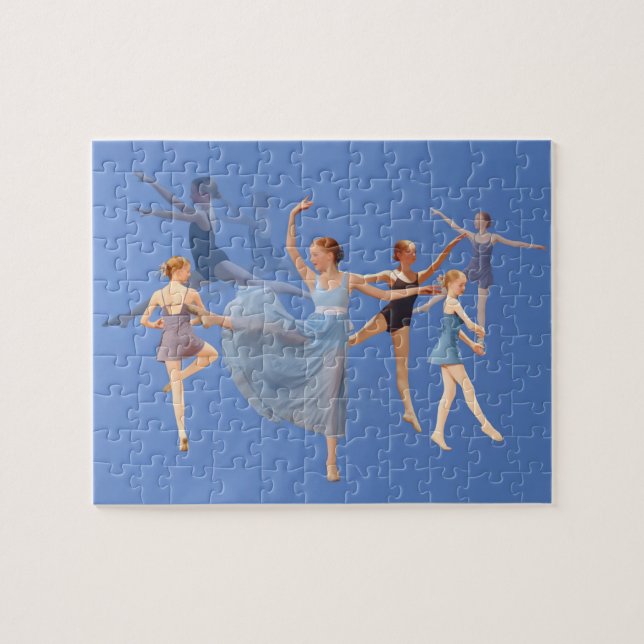 Six Ballerinas on Blue Jigsaw Puzzle (Horizontal)