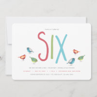 Six Birdie Sixth Birthday Party Invitation