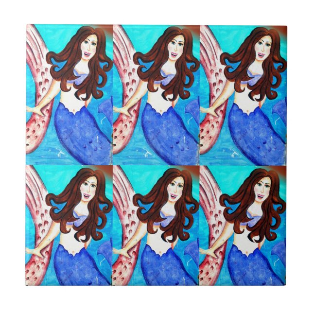 six brunette mermaids tile (Front)