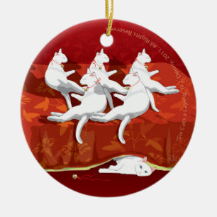 Six Cats a-Laying... Christmas Tree Ceramic Tree Decoration