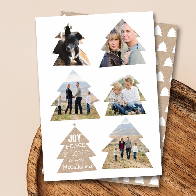 Six Christmas Trees Five Photo Modern Holiday Card (Creator Uploaded)