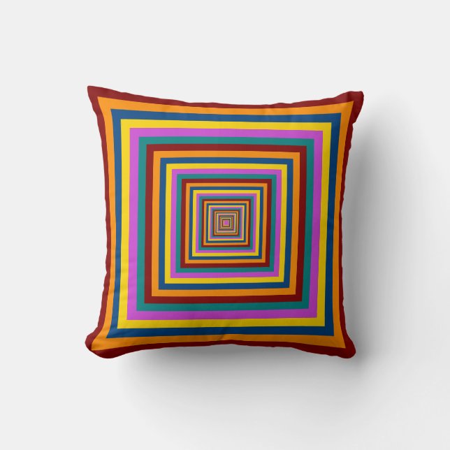 Six Colour Combination / Mix of Nested Squares Cushion (Front)