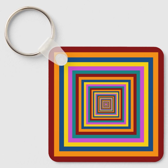 Six Colour Combination / Mix of Nested Squares Key Ring (Front)