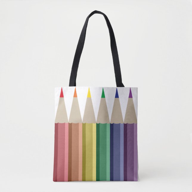  Six coloured pencils in rainbow array Tote Bag (Front)