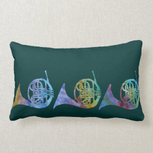 Six Colourful French Horns Lumbar Cushion