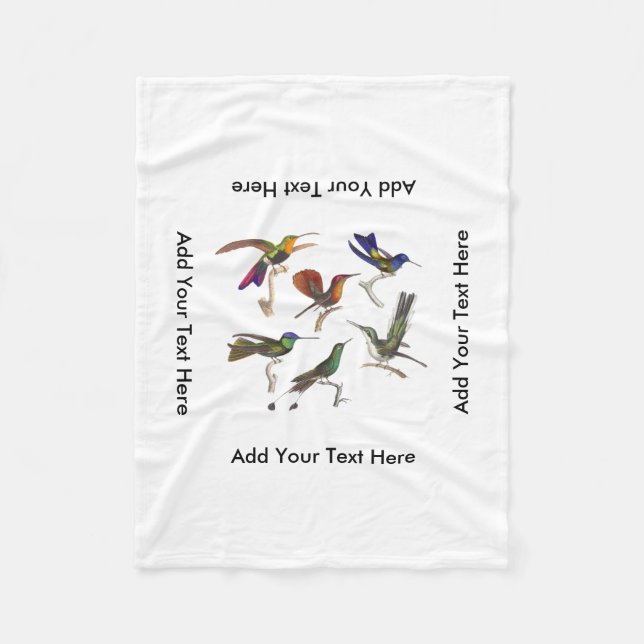 Six Colourful Hummingbirds Fleece Blanket (Front)