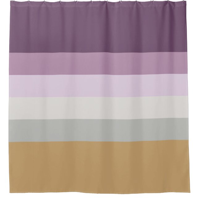 Six Colours - Blue Violet Purple Pink Grey Yellow Shower Curtain (Front)