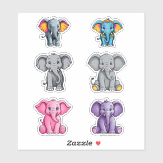 Six Cute Baby Elephants