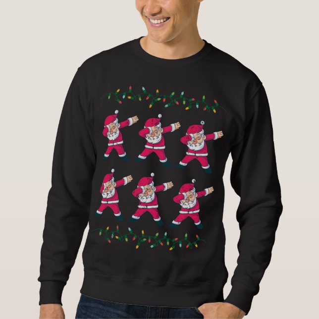 Six Dabbing Santas Christmas Sweatshirt (Front)