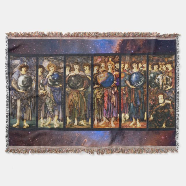 SIX DAYS OF CREATION ANGELS by Edward Burne Jones Throw Blanket (Front)