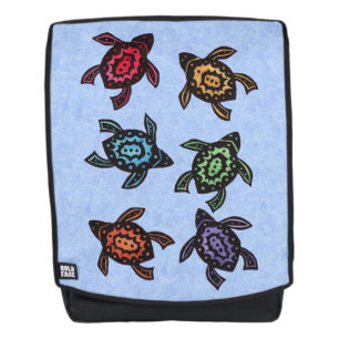 Six Fantasy Abstract Turtles Coloured Shells Backpack