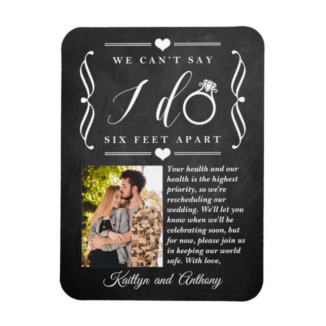 Six Feet Apart Wedding Postponement Change of Date Magnet (Vertical)