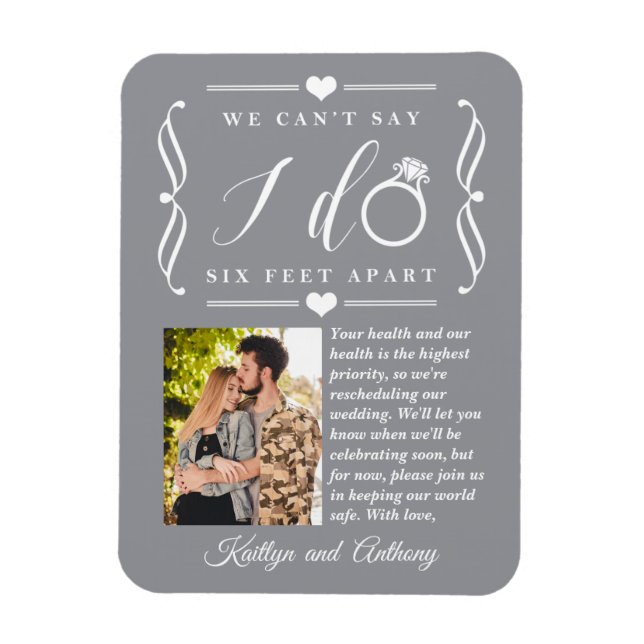 Six Feet Apart Wedding Postponement Change of Date Magnet (Vertical)
