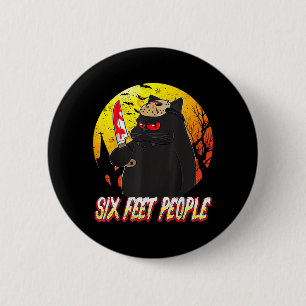 Six Feet People Scary Black Cat With Knife 6 Cm Round Badge
