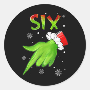 Six Funny Six Seven 6 7 Meme Santa Christmas Xmas  Classic Round Sticker