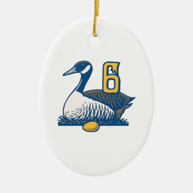 Six Geese a-Laying Ceramic Tree Decoration (Front)