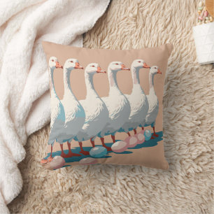 Six Geese A-Laying Cut-Out Stencil-Style 3 Cushion