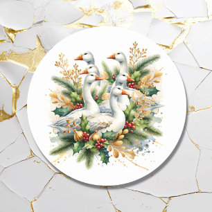 Six Geese a-Laying   Twelve Days of Christmas Classic Round Sticker